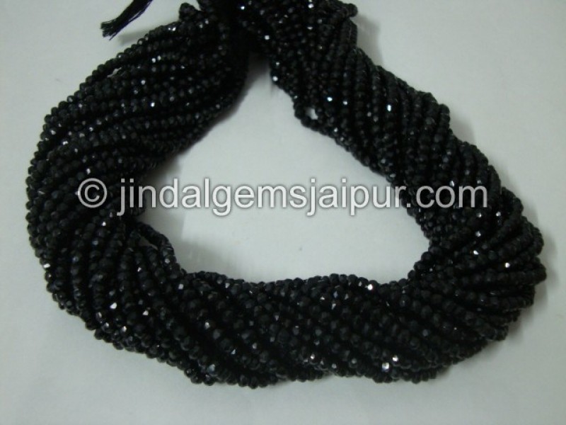 Black Spinel Faceted Roundelle Shape Beads